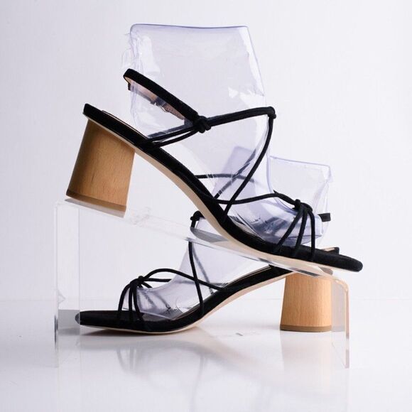 Joie Womens Black Suede Leather Malti Strappy Buckle Heeled Sandals EU 39 US 9 - Picture 3 of 9